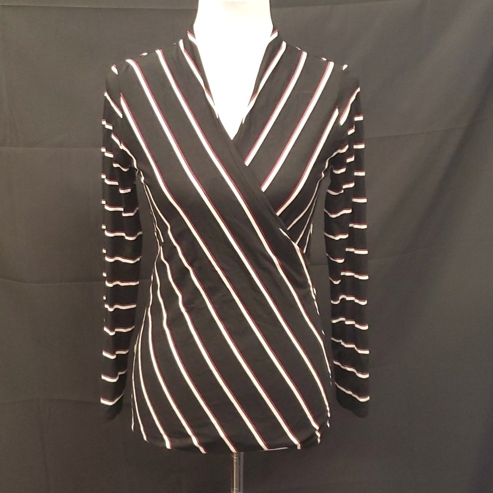 WHBM Wrap Stripe Blouse SZ XS